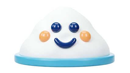 Cute 3D Cloud Character with Happy Face
