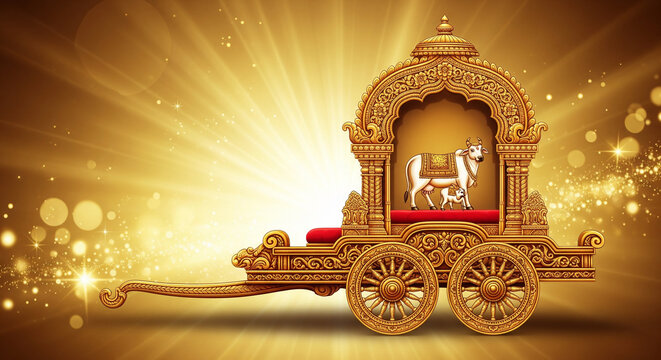 Blank ram navami wishcard divine chariot design warm festive glow traditional elements no text culturally respectful and Adobe Stock compliant