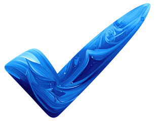 Correct mark, blue texture, swirled paint design on black