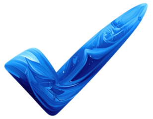 Correct mark, blue texture, swirled paint design on black