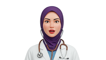Muslim Doctor Wearing Hijab and Stethoscope