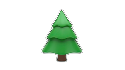 Stylized 3D Evergreen Tree Icon