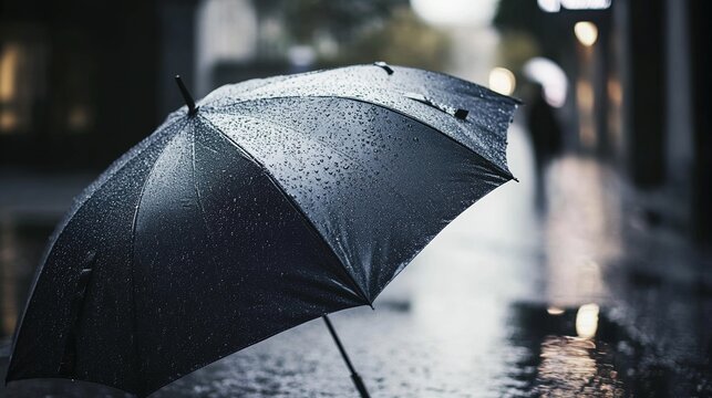 bent. An umbrella blown inside out by strong wind on a rainy street with a gloomy atmosphere. wellbeing guides, coaching materials, designed for coaching and self-improvement content.