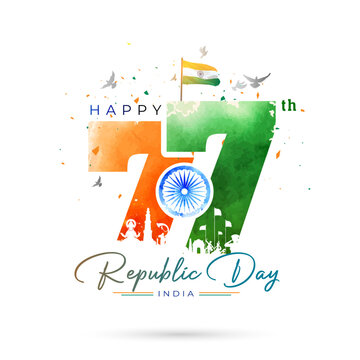 India logo republic day 77 years. Freedom and patriotic concept background.