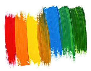 Colorful paint strokes overlap; brush marks visible