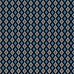 Elegant pattern abstract shapes seamless background geometric design modern textile fabric swatch, paper, wallpaper print. Vector graphic illustration digital image. Vintage orange, white, blue color.