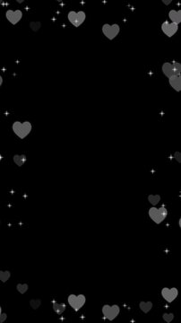 Soft white hearts frame with sparkles on transparent background for overlay. Alpha channel included.