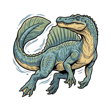 Dynamic Spinosaurus Dinosaur Illustration