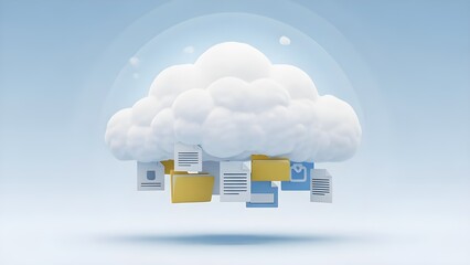 Cloud storage concept with documents and folders