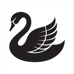 Fototapeta premium Swan Silhouette Icon – Elegant Bird Vector Design