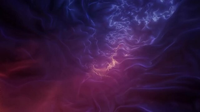 Vibrant abstract image with swirling purple blue and orange hues in a mesmerizing pattern