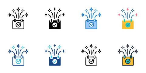 Campaign Event icons set multiple style collection. Editable stroke 
