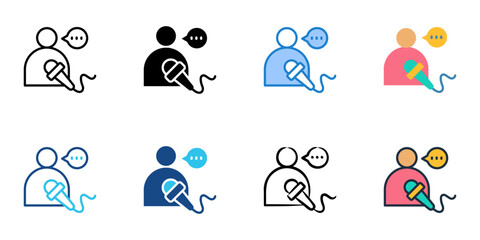 Pundit icons set multiple style collection. Editable stroke 
