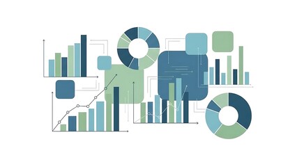 Business data visualization with colorful charts and graphs