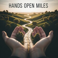 Hands Holding a Winding Path &ndash; Journey, Hope & Open Future Concept Art