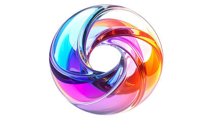 Transparent, colorful, swirling ring against a black background