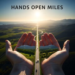 Hands Open Miles &ndash; Freedom, Journey, and Infinite Road Inspiration Art