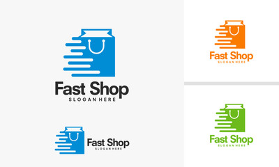 Fast Shop Logo Design Speed Shopping Bag Icon.