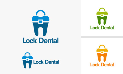 Dental Lock Logo Design for Secure Tooth Care Services.