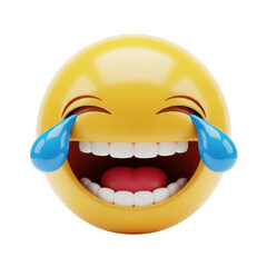 Obraz premium Laughing emoji with tears of joy isolated on transparent background