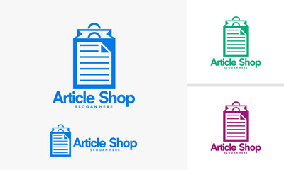 Article Shop Logo Design Featuring Shopping Bag and Document Icon.