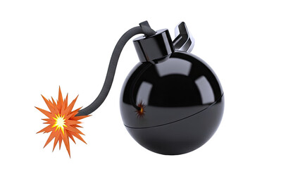 Classic Round Bomb with Fuse and Explosion