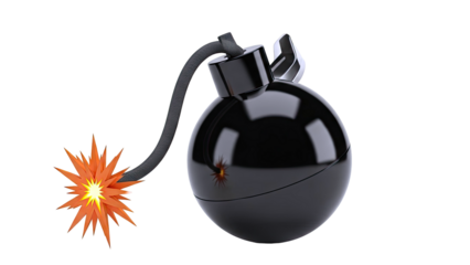 Classic Round Bomb with Fuse and Explosion