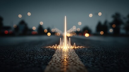 A conceptual image of a radio signal emanating from a satellite in a digital art style.