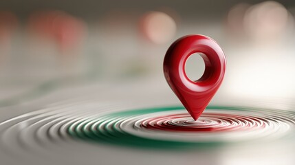 A minimalist icon set featuring GPS map pins and radar waves in a floating design.