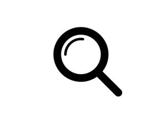 Minimalist Black Magnifying Glass Search Icon in Flat Vector Style transpernt PNG background
