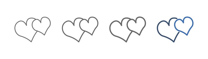 
outline icon set heart with two heart design