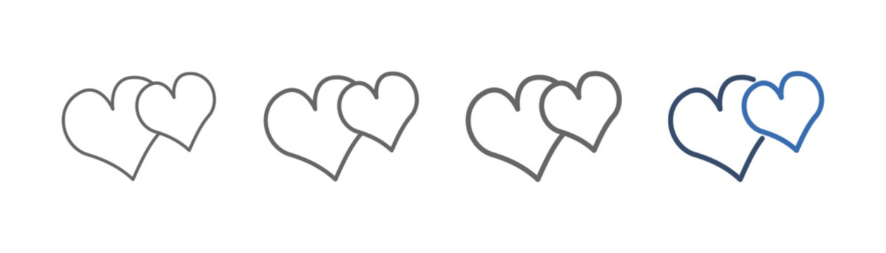 
outline icon set heart with two heart design