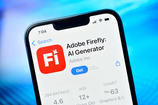 New Delhi, India 12-01-2026:- Adobe Firefly AI Generator app on Apple App Store displayed on iPhone