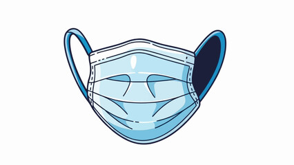 A blue disposable face covering with ear loops, depicted in a simple, illustrative style