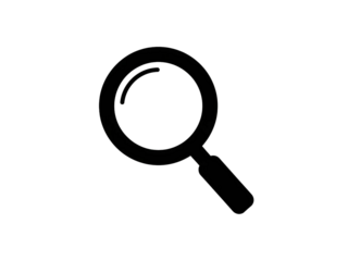 Minimalist Black Magnifying Glass Search Icon in Flat Vector Style transpernt PNG background