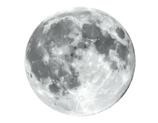Full moon, heavily textured, gray and white detail