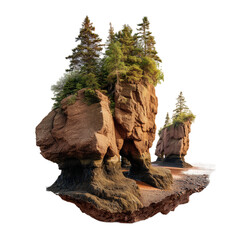 Bay of Fundy (Hopewell Rocks) isolated on transparent background. PNG