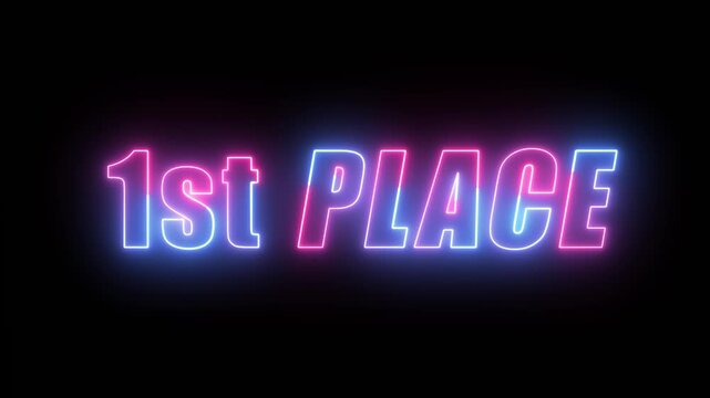 Glowing Neon Winner Text With 1st Place, Neon First Place
