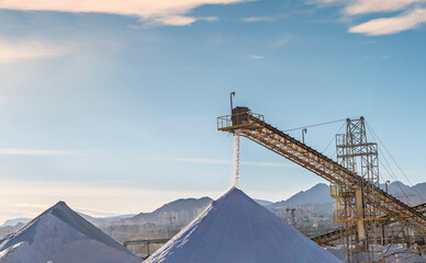 Industrial extraction of sea salt from the Red Sea, mineral factory in the Middle East