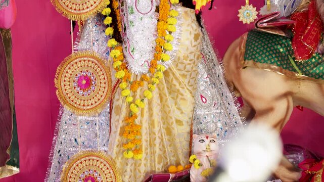 vibrant hindu deity Lakshmi idol with cultural decorative elements