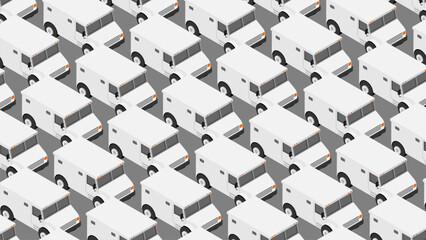 Horizontal backdrop with van for bank collectors for advertising banner. Vector background top view at an angle