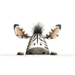 Fototapeta premium a quirky zebra peeking over a line