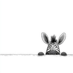 Fototapeta premium a quirky zebra peeking over a line