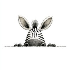 Fototapeta premium a quirky zebra peeking over a line