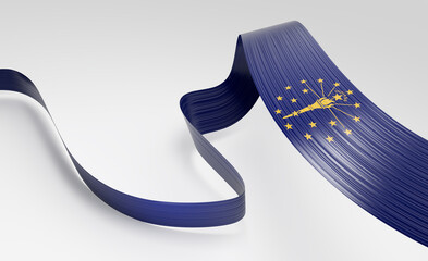 3D Wavy ribbon in Indiana flag colors, flowing with national pride and elegance. 3D Illustration