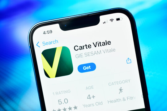 New Delhi, India 12-01-2026 :- carte vitale health insurance application on phone