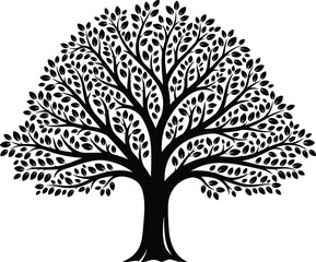 Obraz premium Black silhouette tree isolated on transparent background