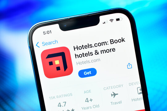 New Delhi, India 12-01-2026 :- hotels.com application on smartphone used to book hotel online 