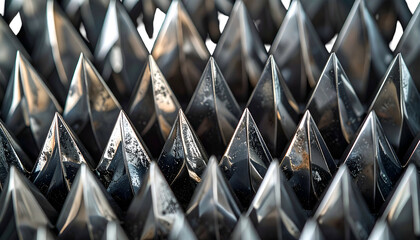 Abstract metallic spikes form an angular pattern with detailed texture