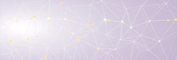 Abstract network nodes connected with thin glowing lines on transparent background